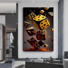 Poker Zar Temalı Kanvas Tablo – Büyük Boy Duvar Dekoru