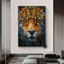 Jaguar Yağlı Boya Kanvas Tablo – Orman Temalı Hayvan Sanatı – Ofis ve Bebek Odası