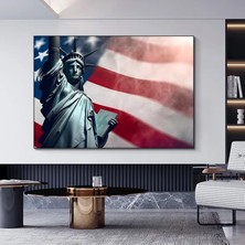 Özgürlük Heykeli Kanvas Sanatı; Abd Kanvas Tablosu; Amerikan Bayrağı Resmi