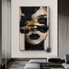 Soyut Kadın Portresi – Siyah ve Altın Çok Renkli Poster – Modern Sanat