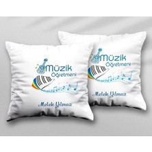 Kişiye Özel Müzik Öğretmenleri Piyano Iki Adet Iki Tarafı Baskılı Yıkanabilir Yastık Kırlent Kılıfı