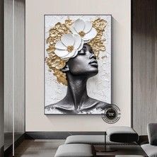 Çiçekli Siyahi Kadın Portresi, Afro-Amerikan Sanat, Güzellik ve Kadın Dekoru