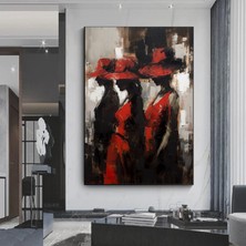 Kırmızı Şapkalı Üç Kadın Soyut Sanatı, Kanvas Duvar Tablosu, Duvar Dekor Baskısı, Büyük Poster