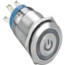 Xkoren 1no+1nc Kontaklı 19 mm Metal Anlık Mavi Led'li Buton (10 Adet)