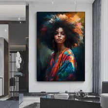 Modern Afrikalı Kadın Kanvas Tablosu – Oturma Odası Dekoru; Etnik Kadın Sanatı