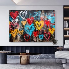 Banksy Tarzı Kalpli Graffiti Duvar Sanatı – Sokak Sanatı Poster Seti (Asmaya Hazır)