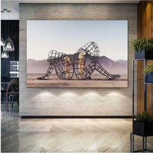 Iç Çocuk Parlayan Heykel Temalı Modern Sanat, Burning Man Figürlü Duvar Kanvası