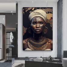 Modern Afrikalı Kadın Kanvas Tablo – Oturma Odası Dekoru; Etnik Kadın Sanatı; Afrikalı Kadın Baskısı