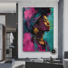 Afro-Amerikan Sanat Kanvası, Siyah Kadın Portre Sanatı, Soyut Afrika Kadını Baskısı