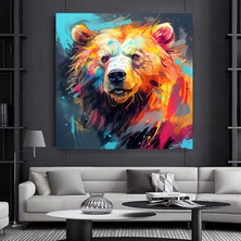 Soyut Ayı Sanatı, Kanvas Veya Poster, Renkli Ayı Tablosu, Modern Oturma Odası ve Yatak Odası Dekoru