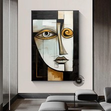 Modern Geometrik Duvar Sanatı Baskısı; Renkli Yüzler Duvar Sanatı; Kübizm; Renkli Soyut Kanvas; Çağd