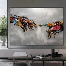 Sokak Sanatı Duvar Dekoru, Renkli Graffiti Pop Art, Banksy Tarzı Aşk Temalı Kanvas
