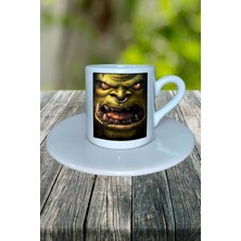 World Of Warcraft Oyun Baskılı Türk Kahvesi Fincanı Tabaklı Kişiye Özel Model 11