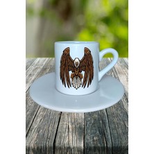 Şahin Baskılı Türk Kahvesi Fincanı Tabaklı Kişiye Özel Model 4