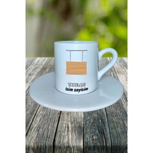 Tabelacı Meslek Baskılı Türk Kahvesi Fincanı Tabaklı Kişiye Özel Model 1