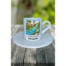 Coğrafyacı Meslek Baskılı Türk Kahvesi Fincanı Tabaklı Kişiye Özel Model 2