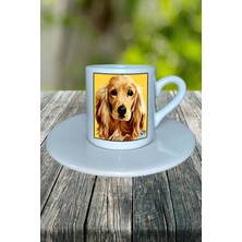 Cocker Spaniel Köpek Baskılı Türk Kahvesi Fincanı Tabaklı Kişiye Özel Model 2