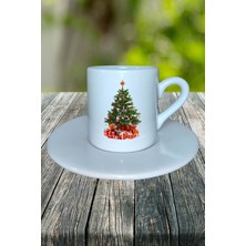 Yılbaşı  Yıl Başı Noel Ağacı  Baskılı Türk Kahvesi Fincanı Kişiye Özel Model 5