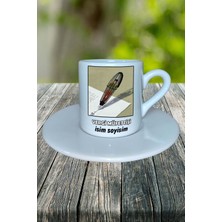 Vergi Müfettişi Meslek Baskılı Türk Kahvesi Fincanı Tabaklı Kişiye Özel Model 4