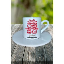 Çeyizci Meslek Baskılı Türk Kahvesi Fincanı Tabaklı Kişiye Özel Model 1