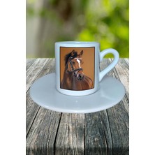 At Baskılı Türk Kahvesi Fincanı Tabaklı Kişiselleştirilebilir Model 9