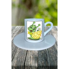 Salyangoz Baskılı Türk Kahvesi Fincanı Tabaklı Kişiselleştirilebilir Model 2