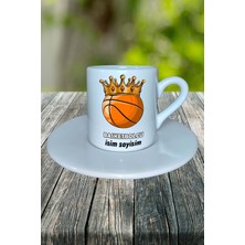 Basketbolcu Meslek Baskılı Türk Kahvesi Fincanı Tabaklı Kişiye Özel Model 3