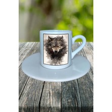 Kurt Baskılı Türk Kahvesi Fincanı Tabaklı Kişiselleştirilebilir Model 11