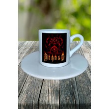 Diablo Oyun Baskılı Türk Kahvesi Fincanı Tabaklı Kişiye Özel Model 6