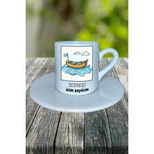 Kaptan Meslek Baskılı Türk Kahvesi Fincanı Tabaklı Kişiye Özel Model 12