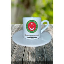 Gümrük Müşavir Yardımcısı Meslek Baskılı Türk Kahvesi Fincanı Tabaklı Kişiye Özel Model 1