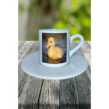 Civciv Baskılı Türk Kahvesi Fincanı Tabaklı Kişiselleştirilebilir Model 3