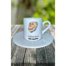 Antrapolog Meslek Baskılı Türk Kahvesi Fincanı Tabaklı Kişiye Özel Model  2