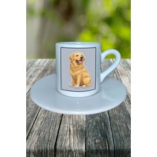 Golden Retriever Köpek Baskılı Türk Kahvesi Fincanı Tabaklı Kişiye Özel Model 13