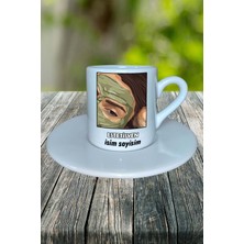 Estetisyen Meslek Baskılı Türk Kahvesi Fincanı Tabaklı Kişiye Özel Model 4