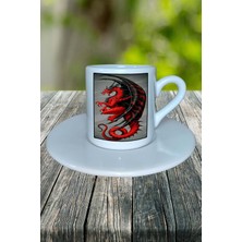 Ejderha Baskılı Türk Kahvesi Fincanı Tabaklı Kişiselleştirilebilir Model 4