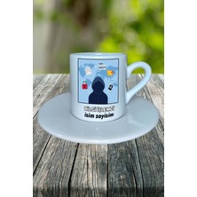 Bilgi Işlemci Meslek Baskılı Türk Kahvesi Fincanı Tabaklı Kişiye Özel Model 6