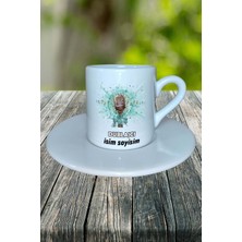 Dublajcı Meslek Baskılı Türk Kahvesi Fincanı Tabaklı Kişiye Özel Model 3