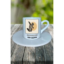 Fizyoterapist Meslek Baskılı Türk Kahvesi Fincanı Tabaklı Kişiye Özel Model 8