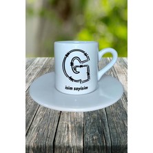 G Harfi Klasik Isimli Baskılı Türk Kahvesi Fincanı Kişiye Özel Model 8