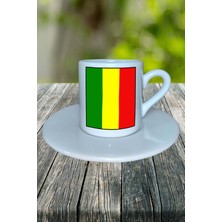 Mali Ülke Bayrağı Bayrak Baskılı Türk Kahvesi Fincanı Tabaklı Kişiye Özel Model 3