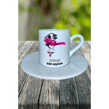 Modacı Meslek Baskılı Türk Kahvesi Fincanı Tabaklı Kişiye Özel Model 6