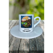 Jeolog Meslek Baskılı Türk Kahvesi Fincanı Tabaklı Kişiye Özel Model 7