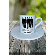 Sicil Memuru Meslek Baskılı Türk Kahvesi Fincanı Tabaklı Kişiye Özel Model 1