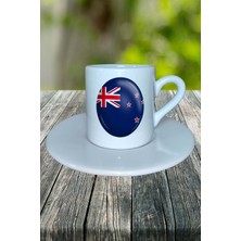 Yenizellanda Ülke Bayrağı Bayrak Baskılı Türk Kahvesi Fincanı Tabaklı Kişiye Özel Model 3