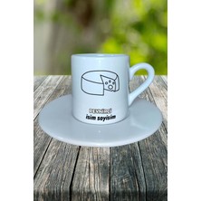 Peynirci Meslek Baskılı Türk Kahvesi Fincanı Tabaklı Kişiye Özel Model 3