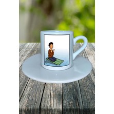 Namaz Baskılı Türk Kahvesi Fincanı Tabaklı Kişiye Özel Model 19