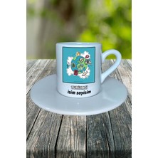 Turizmci Meslek Baskılı Türk Kahvesi Fincanı Tabaklı Kişiye Özel Model 6