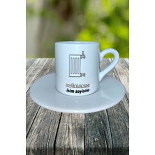 Doğalgazcı Meslek Baskılı Türk Kahvesi Fincanı Tabaklı Kişiye Özel Model 1