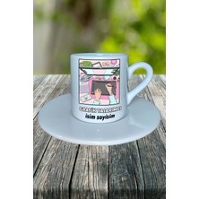 Grafik Tasarımcı Meslek Baskılı Türk Kahvesi Fincanı Tabaklı Kişiye Özel Model 2